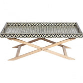 Maaya Bone Inlay Rectangular Coffee Table Black Geometric